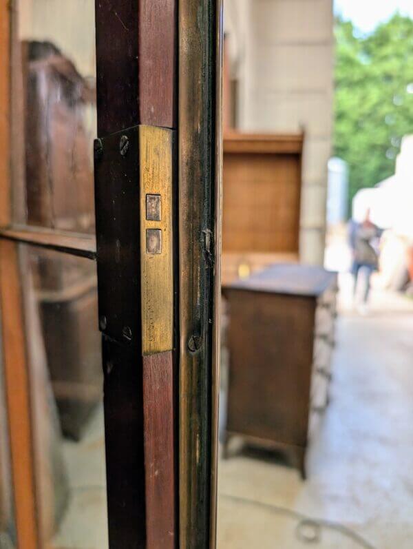 Elegant Late Georgian Glazed Satinwood Banded Mahogany Bookcase on Chest with Bracket Feet