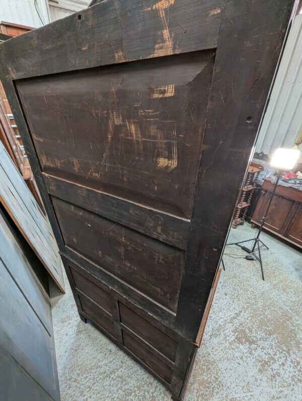 Elegant Late Georgian Glazed Satinwood Banded Mahogany Bookcase on Chest with Bracket Feet