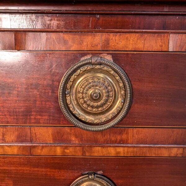 Elegant Late Georgian Glazed Satinwood Banded Mahogany Bookcase on Chest with Bracket Feet