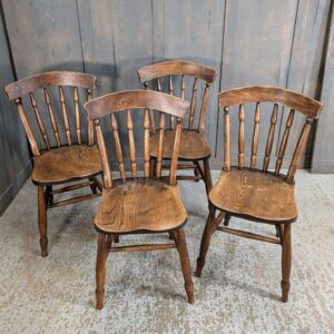 Very Attractive Set of Four Antique Quality Stick Back Kitchen Chairs