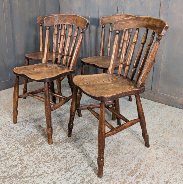 Very Attractive Set of Four Antique Quality Stick Back Kitchen Chairs