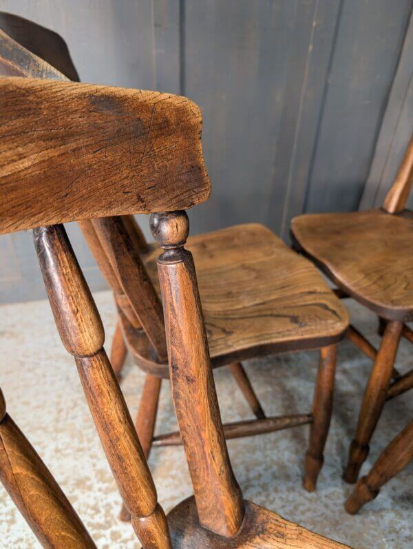 Very Attractive Set of Four Antique Quality Stick Back Kitchen Chairs