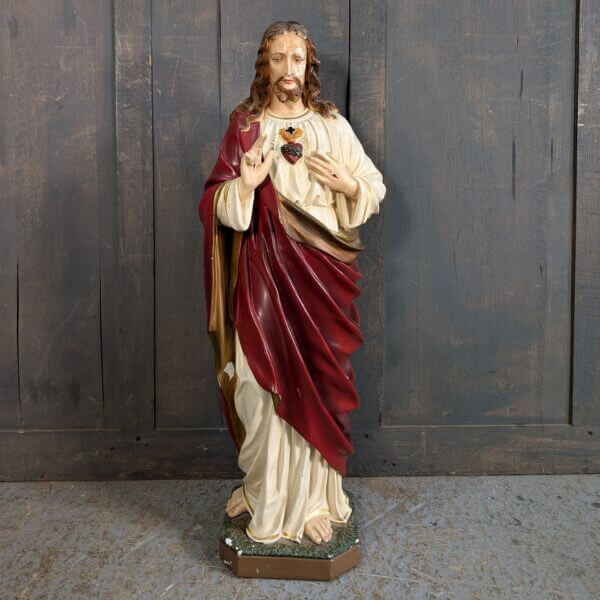 Medium to Large Antique Religious Statue of Jesus the Sacred Heart from London Convent