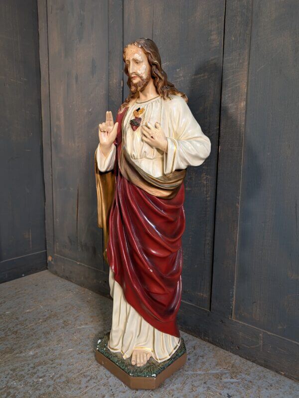 Medium to Large Antique Religious Statue of Jesus the Sacred Heart from London Convent