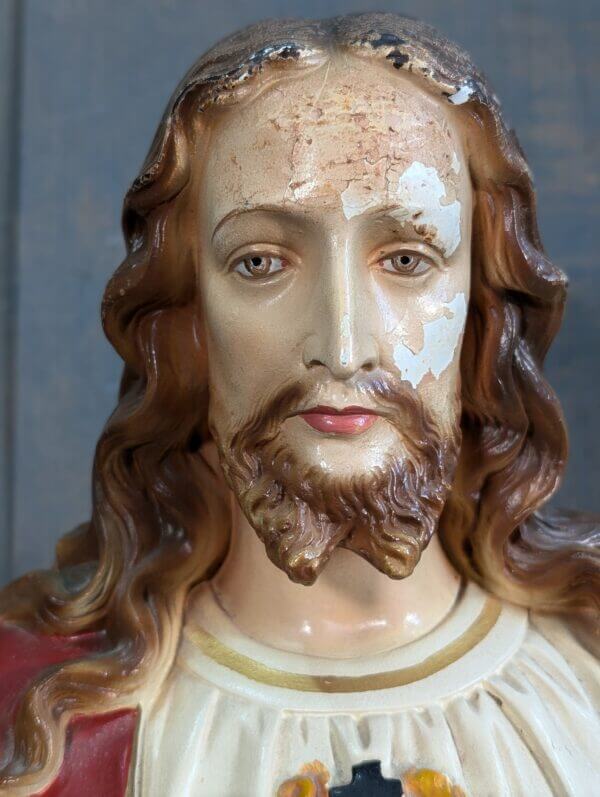 Medium to Large Antique Religious Statue of Jesus the Sacred Heart from London Convent