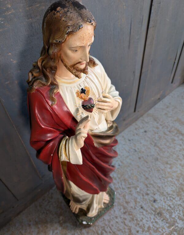 Medium to Large Antique Religious Statue of Jesus the Sacred Heart from London Convent