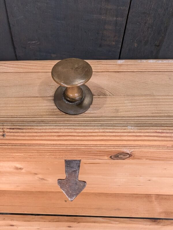 Stripped Pine Victorian Domed Dovetailed Trunk with Original Handles