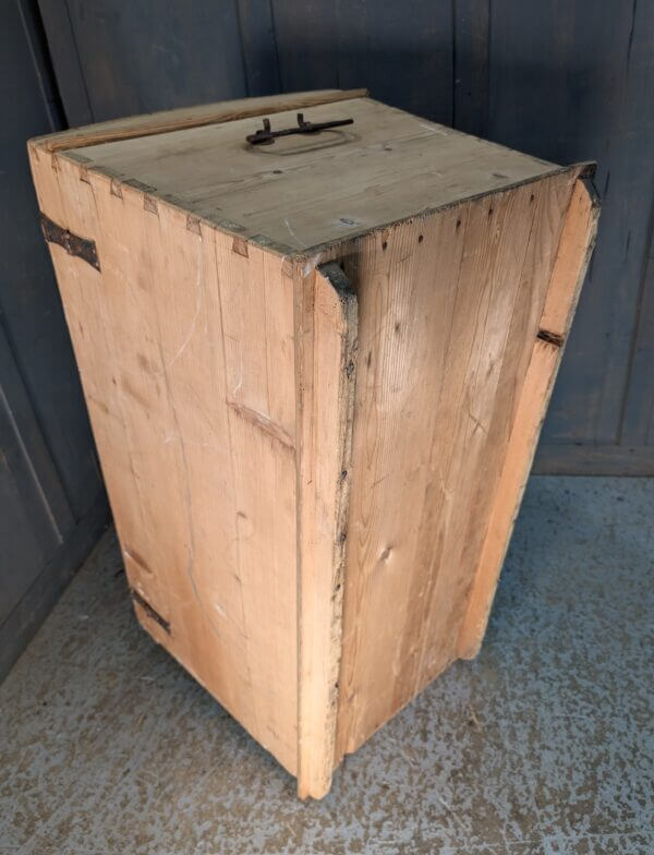 Stripped Pine Victorian Domed Dovetailed Trunk with Original Handles