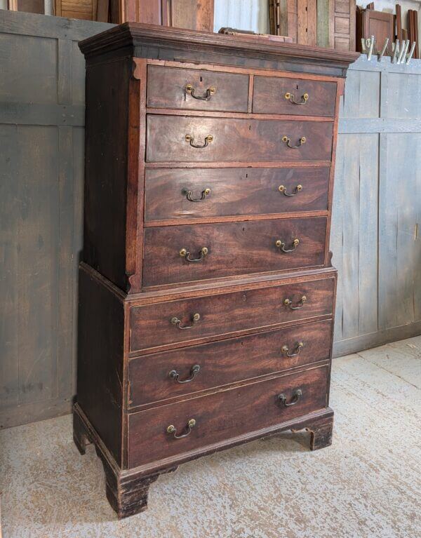 Late 18th Century Georgian Mahogany Tallboy Chest on Chest of Drawers