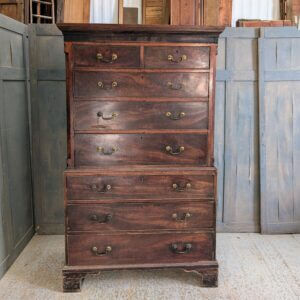 Late 18th Century Georgian Mahogany Tallboy Chest on Chest of Drawers