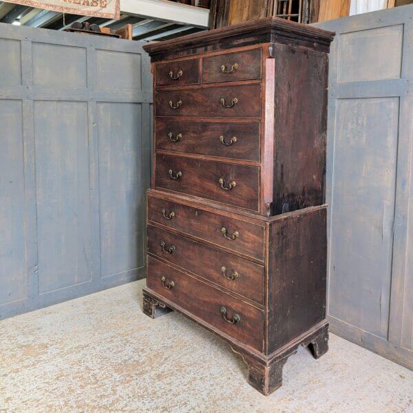 Late 18th Century Georgian Mahogany Tallboy Chest on Chest of Drawers