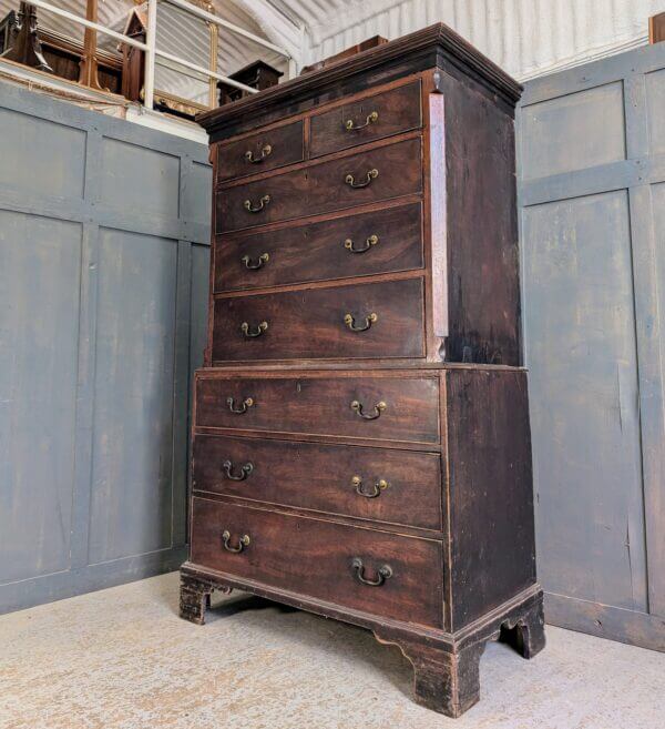 Late 18th Century Georgian Mahogany Tallboy Chest on Chest of Drawers