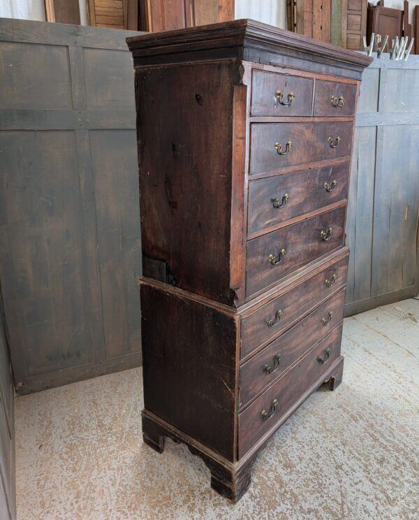 Late 18th Century Georgian Mahogany Tallboy Chest on Chest of Drawers