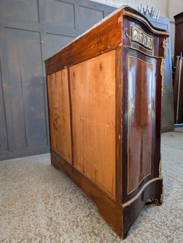 Napoleon III Style Marquetry Marble & Brass Sideboard Buffet