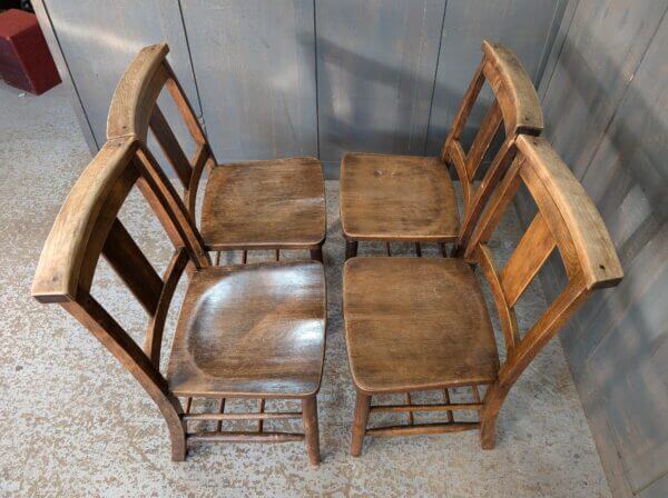 Set of 4 Vintage Attractively Coloured Splat Back Church Chapel Chairs