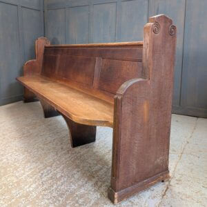 Imposing 1930's Marylebone, London Christian Science Oak Pew Bench with Carved Spirals