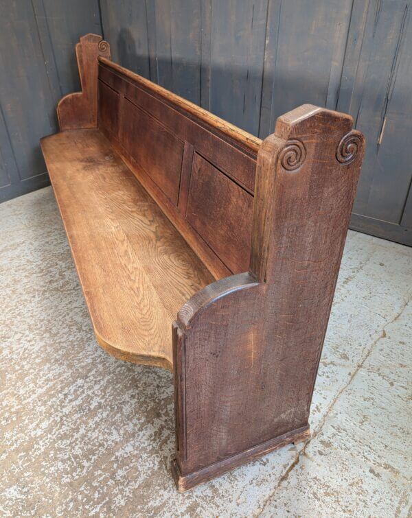 Imposing 1930's Marylebone, London Christian Science Oak Pew Bench with Carved Spirals