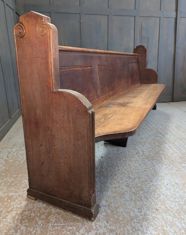 Imposing 1930's Marylebone, London Christian Science Oak Pew Bench with Carved Spirals