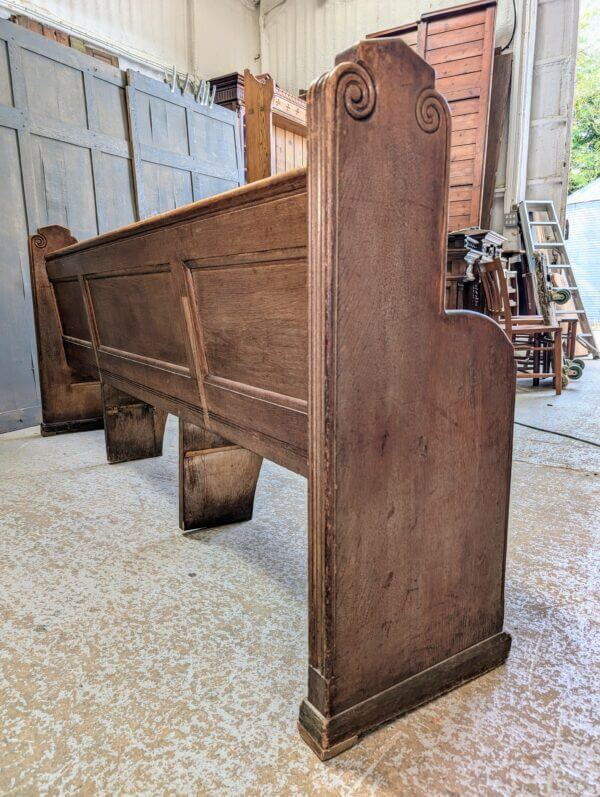 Imposing 1930's Marylebone, London Christian Science Oak Pew Bench with Carved Spirals