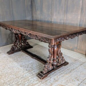 Intricate & Highly Carved Spanish Vintage Hardwood Altar Dining Table