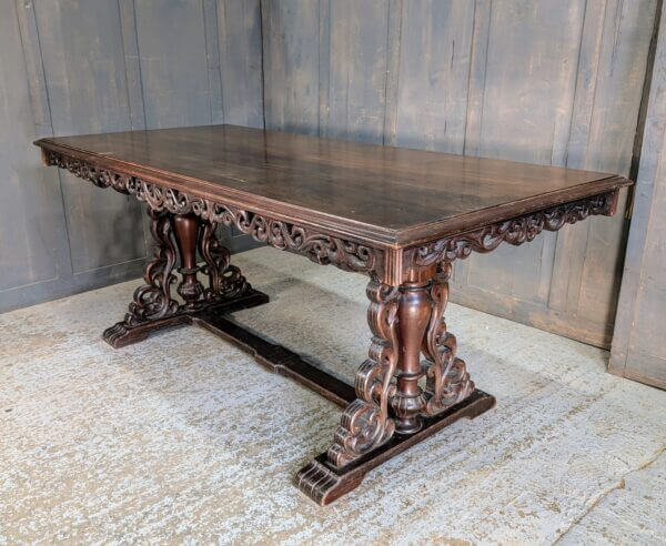 Intricate & Highly Carved Spanish Vintage Hardwood Altar Dining Table