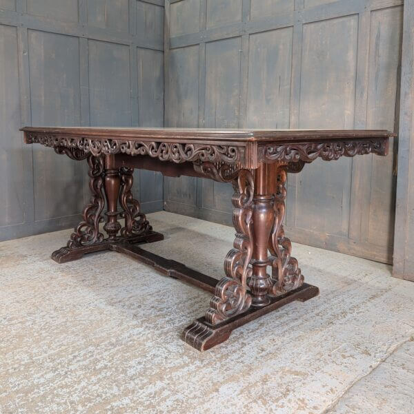 Intricate & Highly Carved Spanish Vintage Hardwood Altar Dining Table