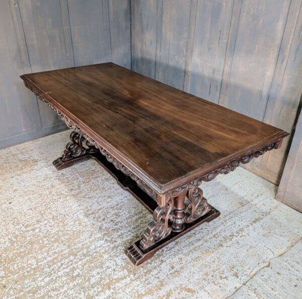 Intricate & Highly Carved Spanish Vintage Hardwood Altar Dining Table