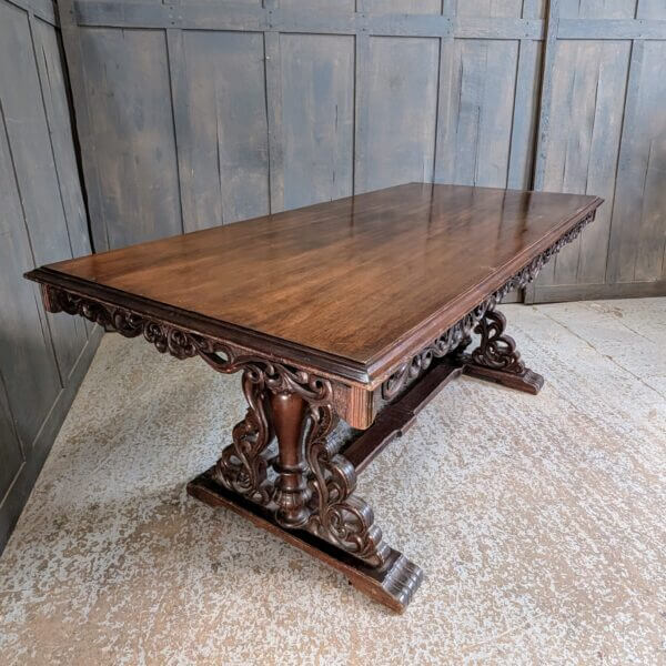 Intricate & Highly Carved Spanish Vintage Hardwood Altar Dining Table