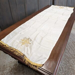 Finest Purest Vintage Pale Silk With Gold Thread Altar Cloth Scarf