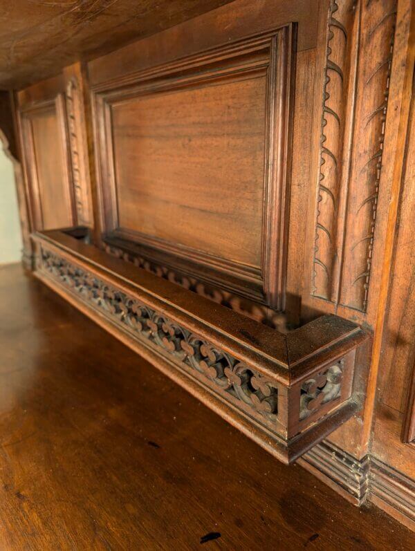 Monumental and Ornate Antique Flemish Walnut Bookcase Storage Cabinet