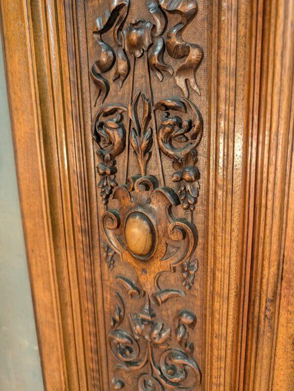 Late 19th Century Carved Walnut Panels with Figures Vines & Swags