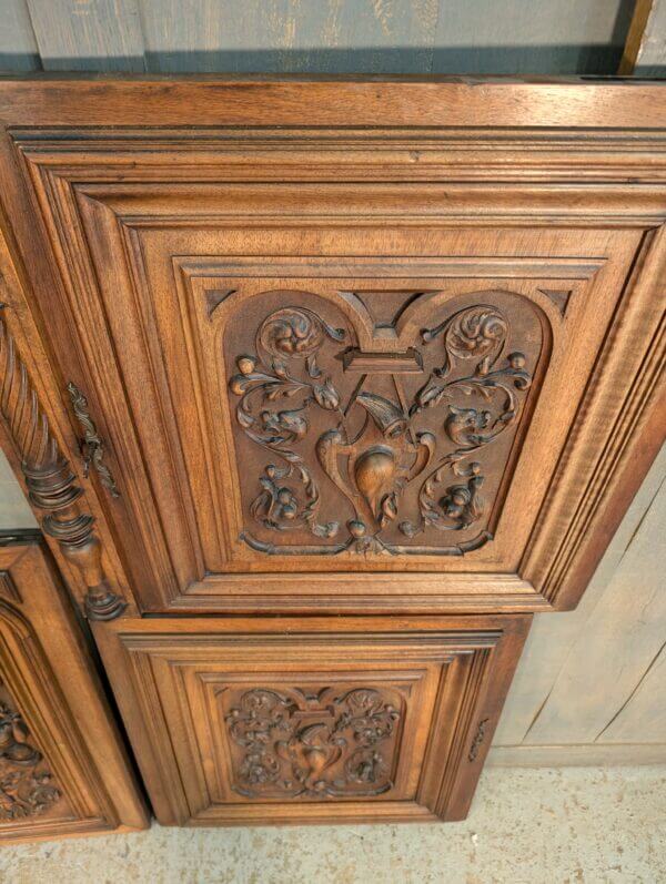 Late 19th Century Carved Walnut Panels with Figures Vines & Swags