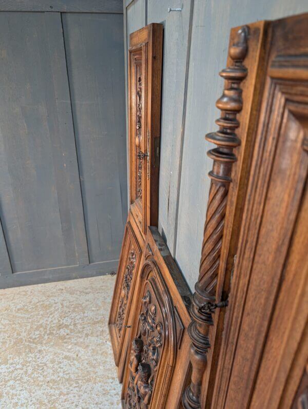 Late 19th Century Carved Walnut Panels with Figures Vines & Swags