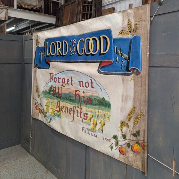 1940's Vintage Hand Painted Large American Baptist Banner 'The Lord is Good'