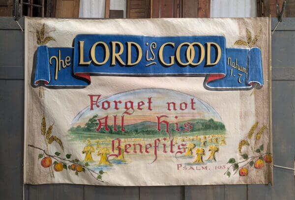 1940's Vintage Hand Painted Large American Baptist Banner 'The Lord is Good'