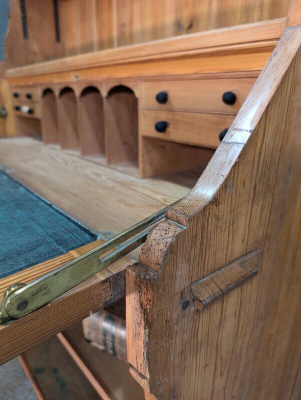 Extra Large Mild Gothic Antique Pitch Pine Bureau Bookcase