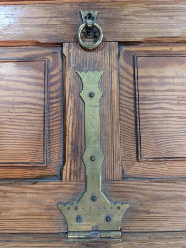 Extra Large Mild Gothic Antique Pitch Pine Bureau Bookcase