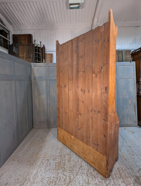 Extra Large Mild Gothic Antique Pitch Pine Bureau Bookcase