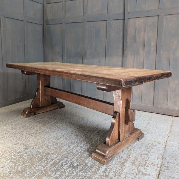 Monumental Styled Extra Heavy Oak Refectory Table