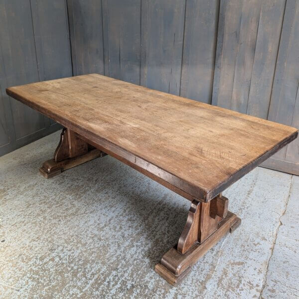 Monumental Styled Extra Heavy Oak Refectory Table