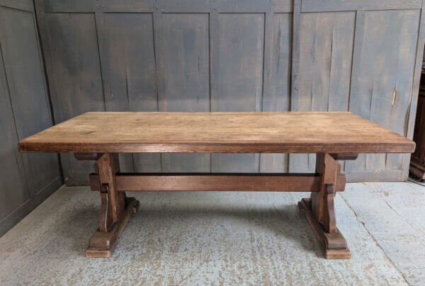 Monumental Styled Extra Heavy Oak Refectory Table