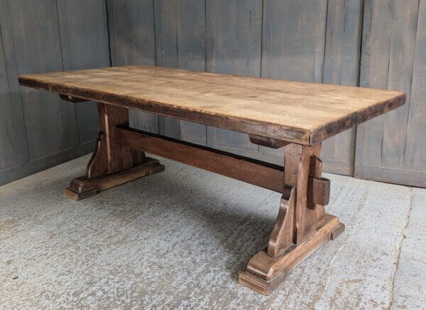 Monumental Styled Extra Heavy Oak Refectory Table