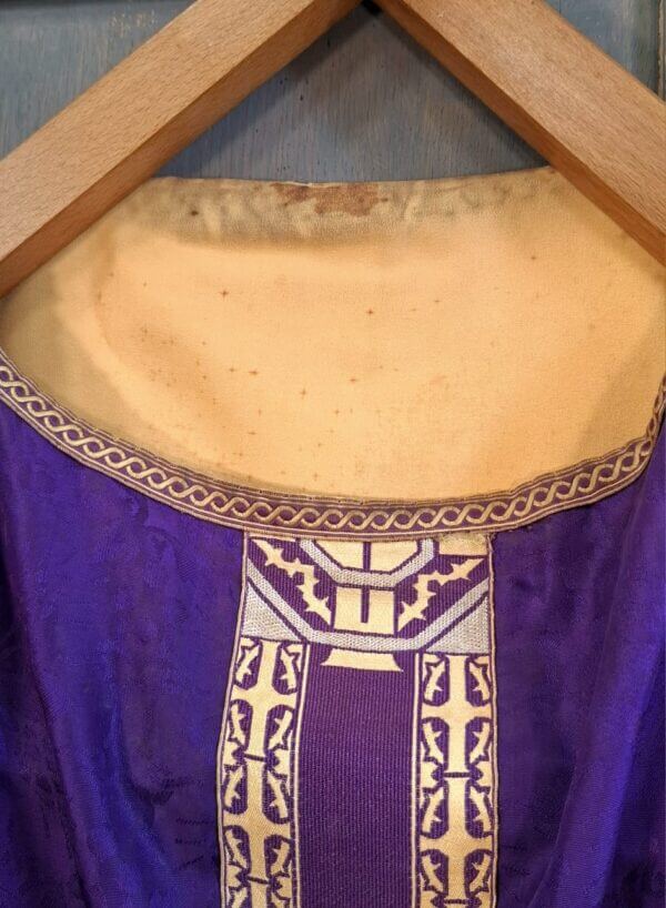 Very Nice Purple & Gold Chasuble with Broad Cross Patterned Orphreys