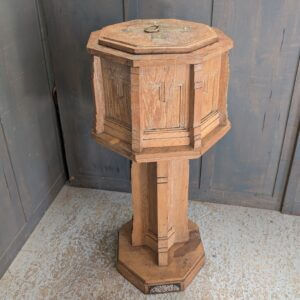 Powerfully Styled Late Deco Solid Oak Baptismal Church Font