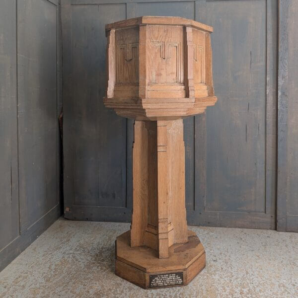 Powerfully Styled Late Deco Solid Oak Baptismal Church Font