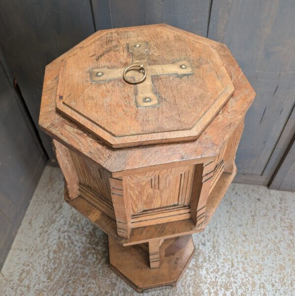 Powerfully Styled Late Deco Solid Oak Baptismal Church Font