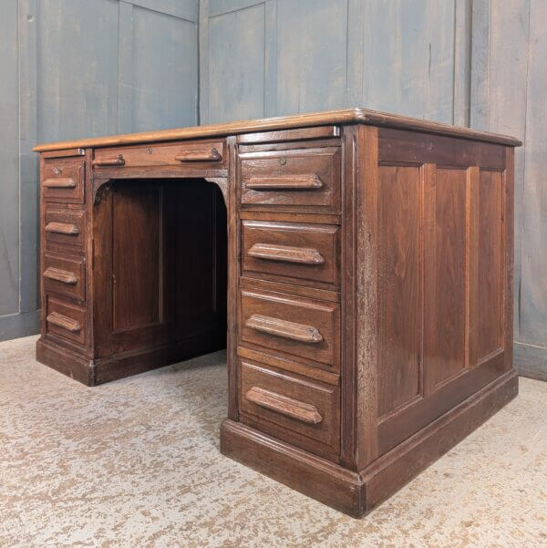 1930's Classic Oak Office 8 Drawer Desk