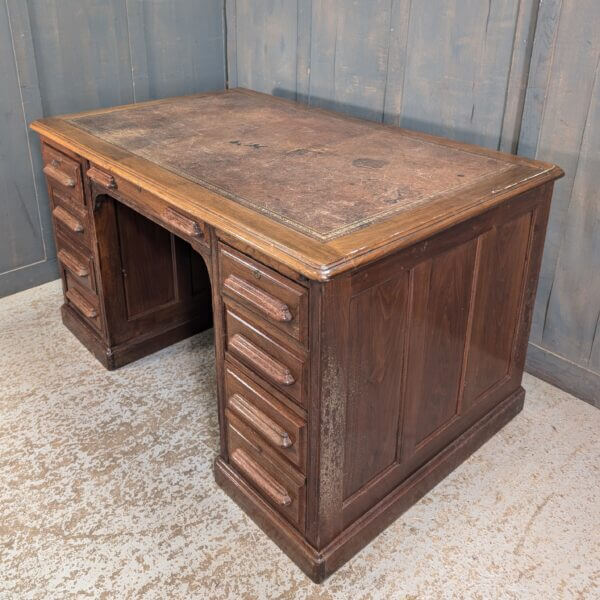 1930's Classic Oak Office 8 Drawer Desk