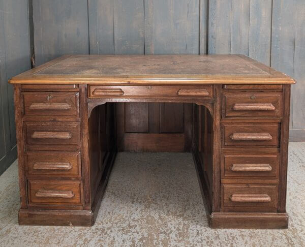 1930's Classic Oak Office 8 Drawer Desk