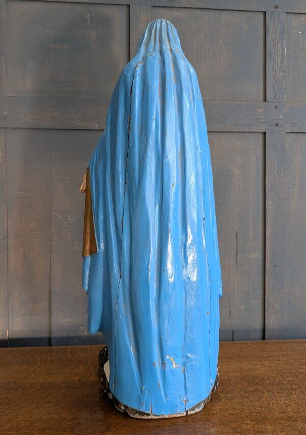 Carved Wooden Antique Religious Statue of Mary the Immaculate Conception Madonna BVM